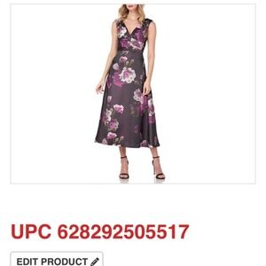 Kay Unger woman’s Vivienne Floral MIDI a-line Dress Plum Size 14